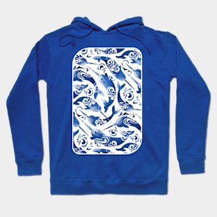 Whimsical Navy Blue Nursery Narwhals Hoodie